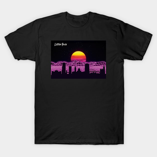 Little Rock Outrun Neon Nights T-Shirt by Ferrazi